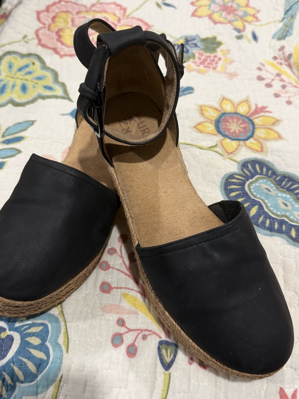 Black Espadrille Ankle-Strap Flats